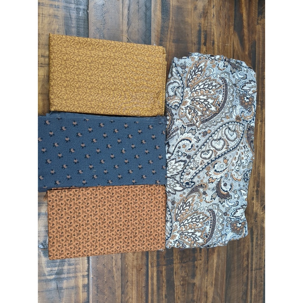 Lot of Fabric, Paisley and flowers, Blue‎ and Brown, 2lb 5oz